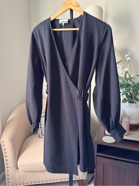 GANNI Crepe Mini Wrap  Dress